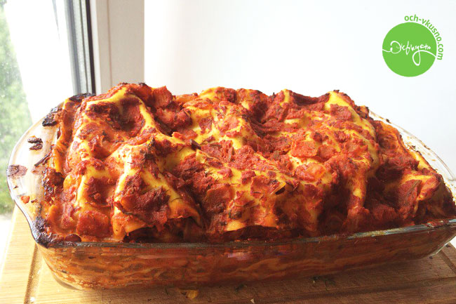 Лазанья с начинкой из чечевицы